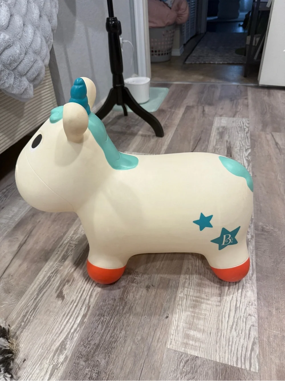 B.Toys Ride-On Unicorn Bouncer - Inflatable Hopper Toy - Large Multi Color